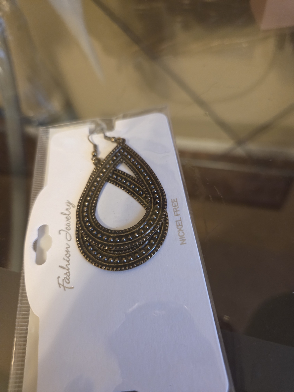 Antique Gold Teardrop Dangle Earrings